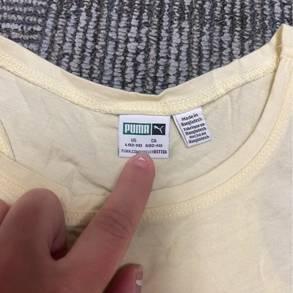 🌈5 for $25 PUMA Yellow Athletic Tank Top Pink Logo Girls Size L 12/14 - Picture 2 of 6